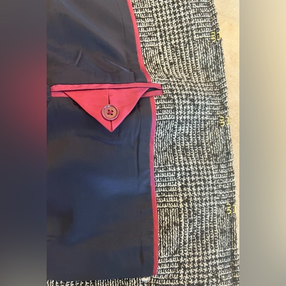 J.CREW Glen Plaid Braided Trim Tweed Jacket Blazer Black/White | Size 2 Womens - Picture 9 of 12